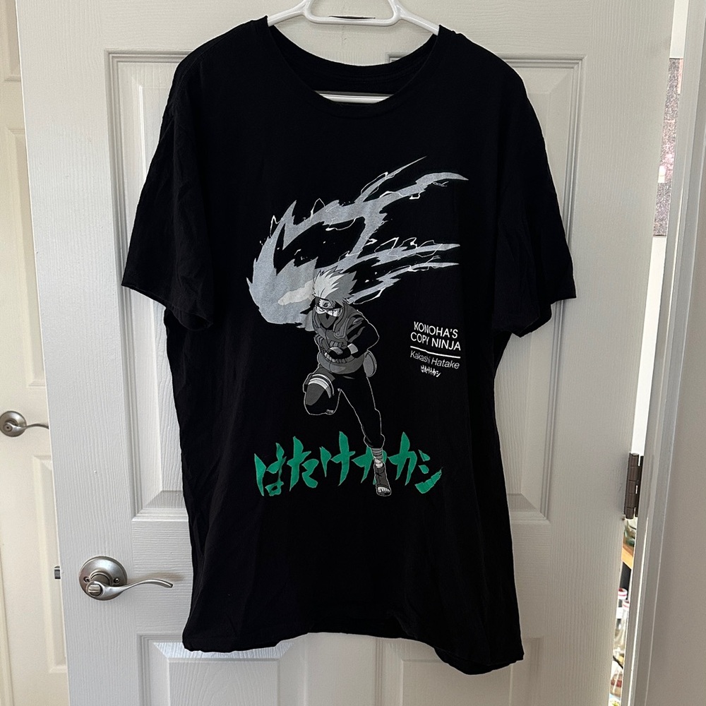 Black Graphic T-Shirt with Anime Design